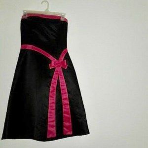 Black and Hot Pink Semi-Formal Ribbon Dress OBO